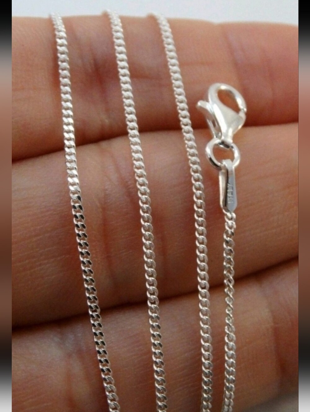 Sterling Silver 1.2mm CURB Chain Necklace 925 Italy 20" Italian